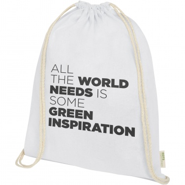 Logotrade promotional gift picture of: Orissa 100 g/m² organic cotton drawstring bag 5L