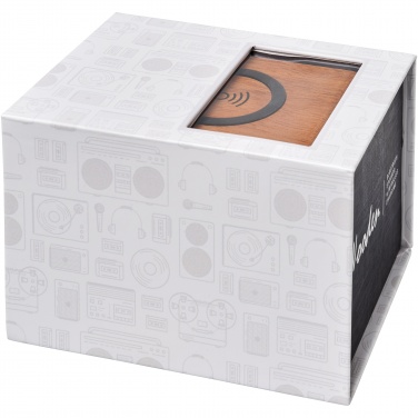 Logo trade promotional merchandise picture of: Wooden 3W speaker with wireless charging pad