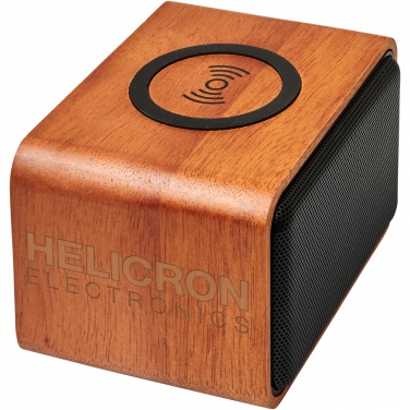 Logotrade promotional gift image of: Wooden 3W speaker with wireless charging pad