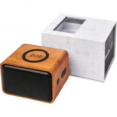 Logotrade promotional product picture of: Wooden 3W speaker with wireless charging pad