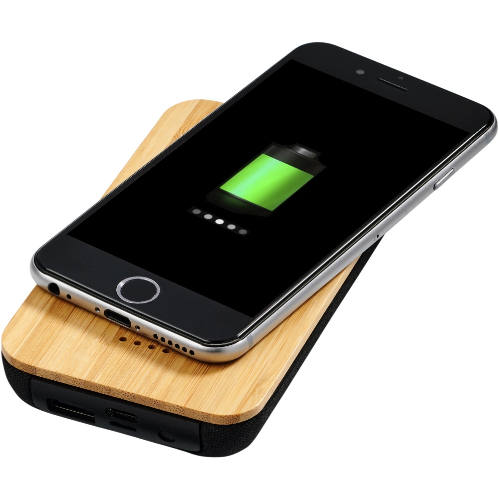 Logo trade corporate gifts picture of: Future 6000 mAh bamboo/fabric wireless power bank