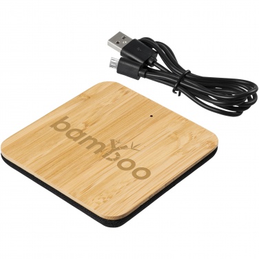 Logotrade advertising product image of: Leaf 5W bamboo and fabric wireless charging pad