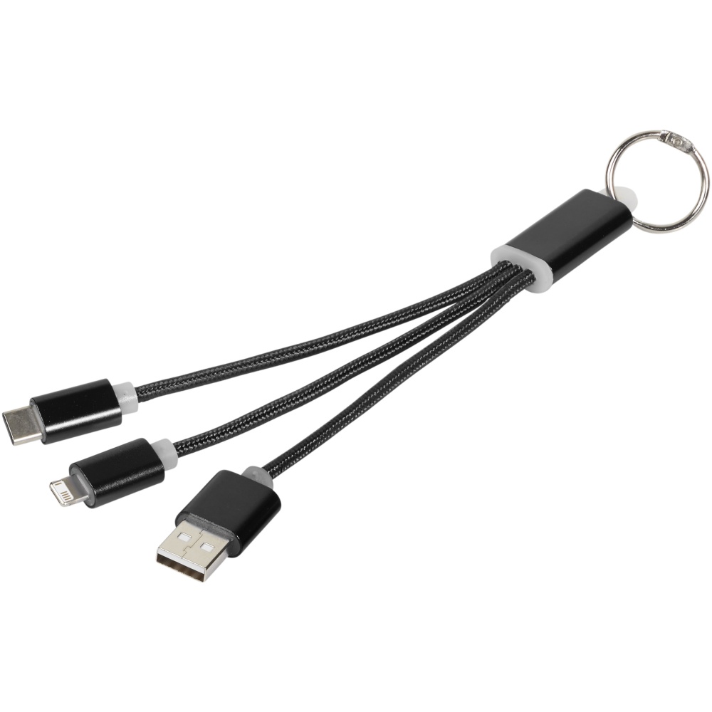 Logotrade promotional item image of: Metal 3-in-1 charging cable with keychain