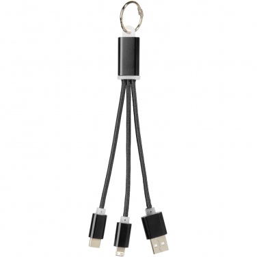 Logotrade advertising products photo of: Metal 3-in-1 charging cable with keychain