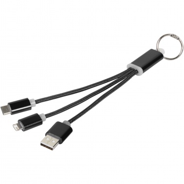 Logo trade promotional items picture of: Metal 3-in-1 charging cable with keychain