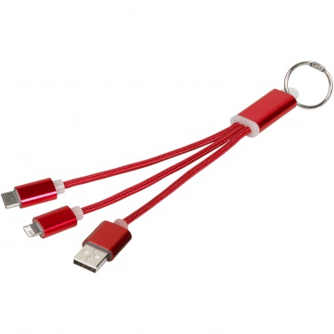 Logo trade promotional products picture of: Metal 3-in-1 charging cable with keychain