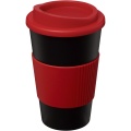 Americano® 350 ml insulated tumbler with grip, Solid black / Red