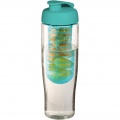 H2O Active® Tempo 700 ml flip lid sport bottle & infuser, Transparent / Aqua blue