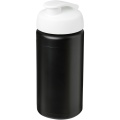 Baseline® Plus grip 500 ml flip lid sport bottle, Solid black / White