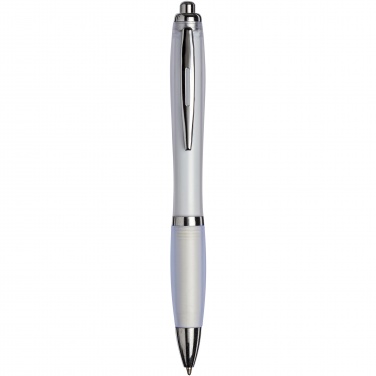 Logo trade promotional giveaways image of: Curvy ballpoint pen with frosted barrel and grip