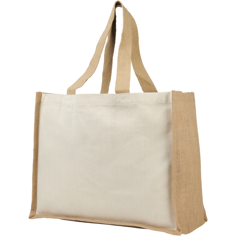 Logo trade advertising products image of: Varai 320 g/m² canvas and jute shopping tote bag 23L