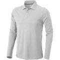 Oakville long sleeve men's polo, Grey melange