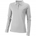 Oakville long sleeve women's polo, Grey melange