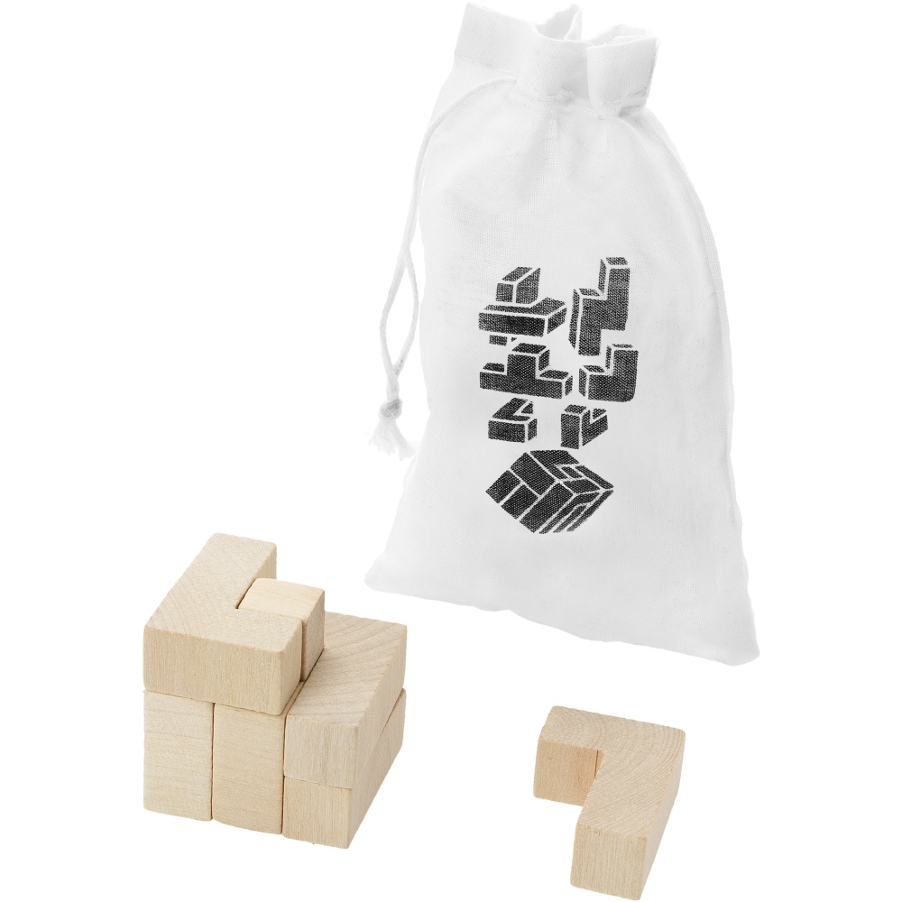 Logotrade promotional gift image of: Solfee wooden squares brain teaser with pouch