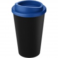 Americano® Eco 350 ml recycled tumbler, Solid black / Mid blue