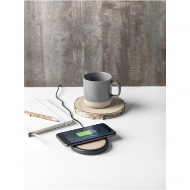 Logo trade promotional gifts picture of: Kivi 10W limestone/cork wireless charging pad