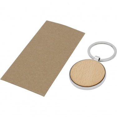 Logo trade promotional products image of: Moreno beech wood round keychain