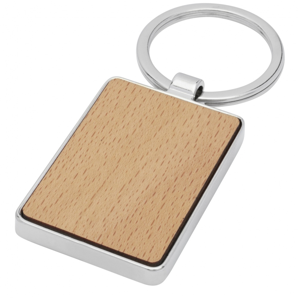 Logo trade advertising products picture of: Mauro beech wood rectangular keychain