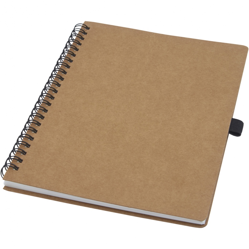 Logo trade promotional gifts picture of: Cobble A5 wire-o recycled cardboard notebook with stone paper