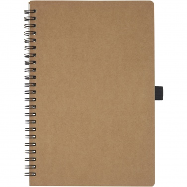 Logo trade promotional merchandise picture of: Cobble A5 wire-o recycled cardboard notebook with stone paper