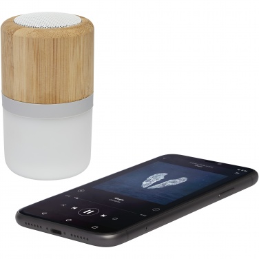 Logo trade promotional gifts picture of: Aurea bamboo Bluetooth® speaker with light 