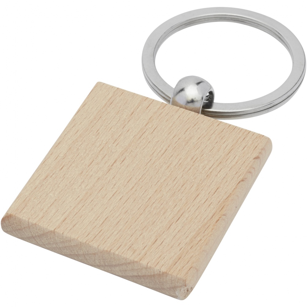 Logo trade promotional giveaways picture of: Gioia beech wood squared keychain