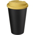 Americano® Eco 350 ml recycled tumbler with spill-proof lid, Yellow / Solid black