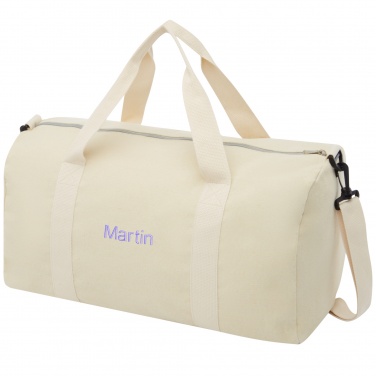 Logotrade promotional item image of: Pheebs 450 g/m² recycled cotton and polyester duffel bag 24L