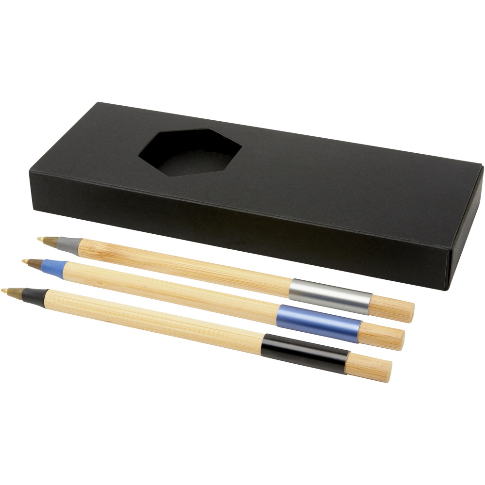 Logo trade promotional items image of: Kerf 3-piece bamboo pen set