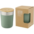 Lagan 300 ml copper vacuum insulated stainless steel tumbler with bamboo lid, Heather green