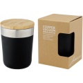 Lagan 300 ml copper vacuum insulated stainless steel tumbler with bamboo lid, Solid black