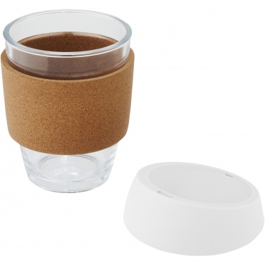 Logo trade promotional merchandise picture of: Lidan 360 ml borosilicate glass tumbler with cork grip and silicone lid