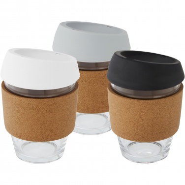 Logo trade promotional gifts picture of: Lidan 360 ml borosilicate glass tumbler with cork grip and silicone lid