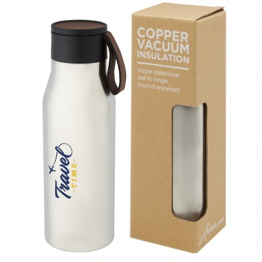 Logo trade promotional products picture of: Ljungan 500 ml copper vacuum insulated stainless steel bottle with PU leather strap and lid