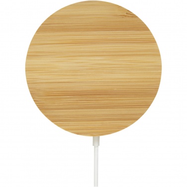 Logo trade advertising products picture of: Atra 10W bamboo magnetic wireless charging pad