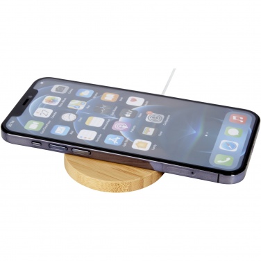 Logo trade promotional merchandise image of: Atra 10W bamboo magnetic wireless charging pad