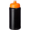 Baseline 500 ml recycled sport bottle, Solid black / Orange