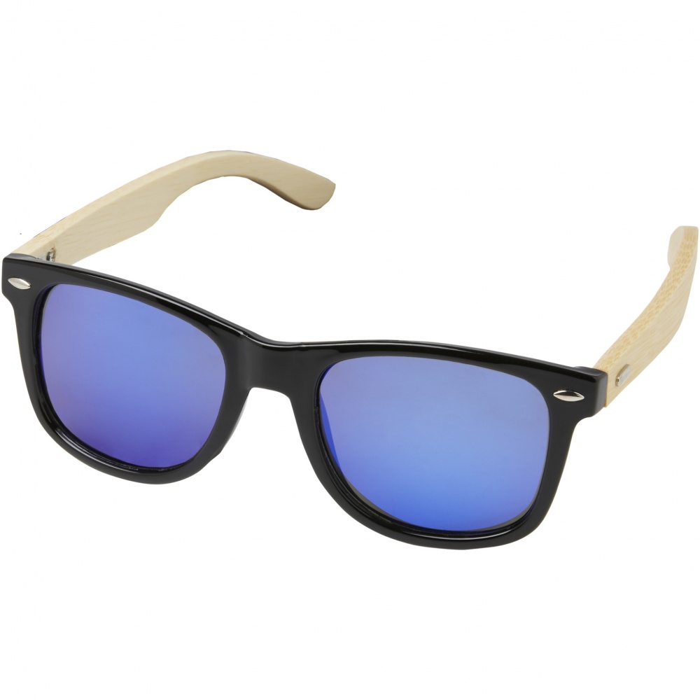 Logo trade business gifts image of: Taiyō rPET/bamboo mirrored polarized sunglasses in gift box