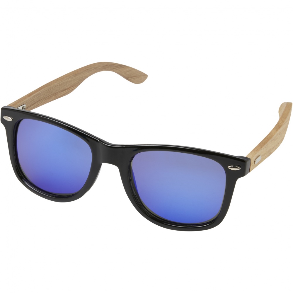 Logo trade promotional merchandise picture of: Hiru rPET/wood mirrored polarized sunglasses in gift box