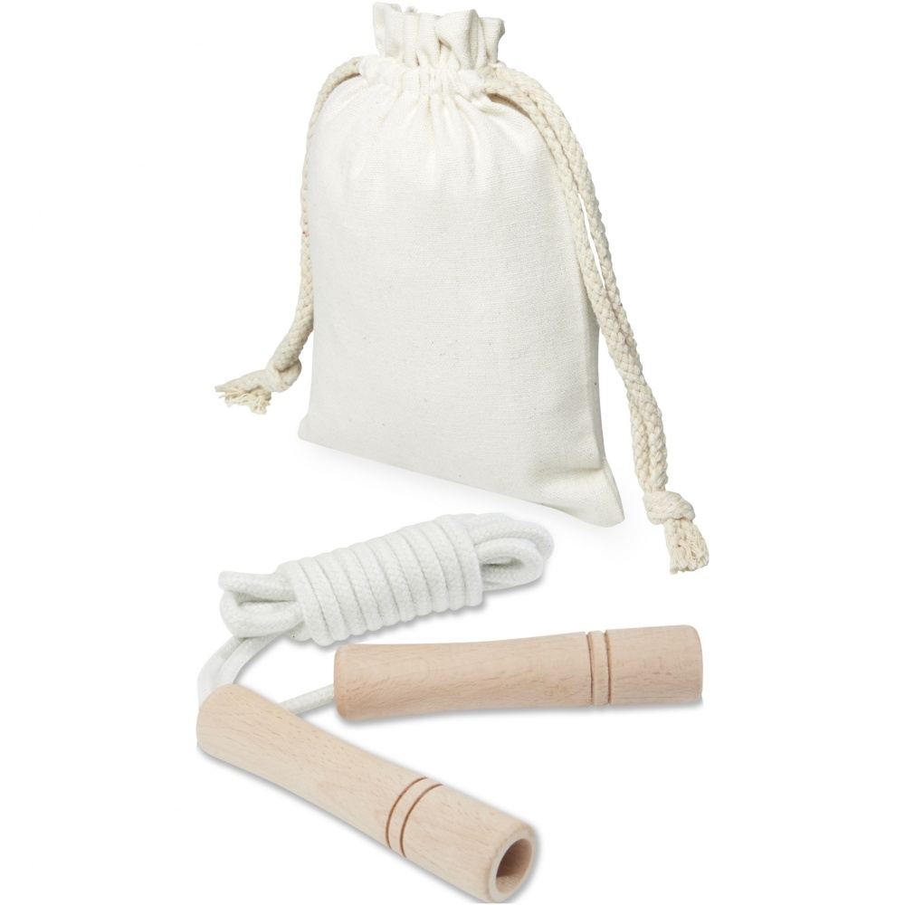 Logotrade promotional item image of: Denise wooden skipping rope in cotton pouch