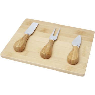 Logo trade promotional giveaways image of: Ement bamboo cheese board and tools