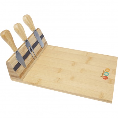 Logo trade promotional merchandise photo of: Mancheg bamboo magnetic cheese board and tools