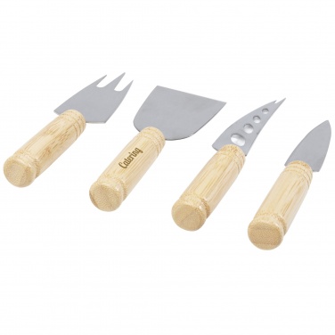 Logo trade promotional giveaways image of: Cheds 4-piece bamboo cheese set