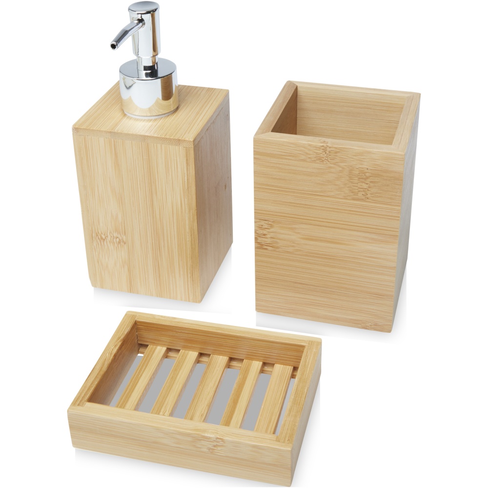 Logo trade advertising products picture of: Hedon 3-piece bamboo bathroom set