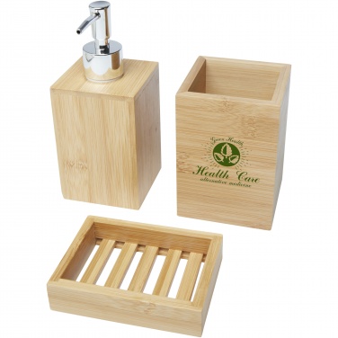 Logo trade promotional gift photo of: Hedon 3-piece bamboo bathroom set