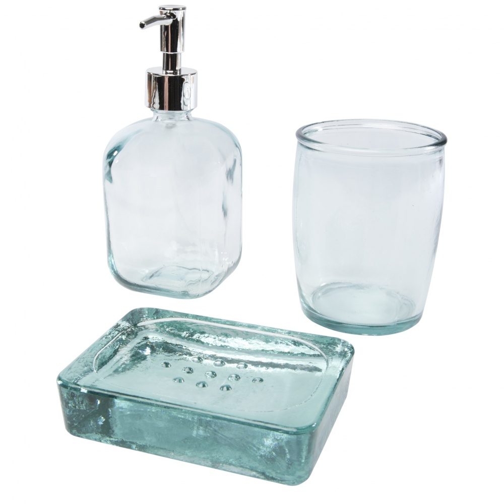 Logotrade promotional merchandise picture of: Jabony 3-piece recycled glass bathroom set