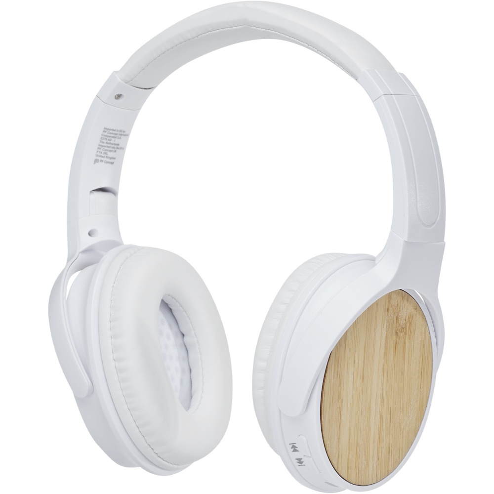 Logo trade promotional merchandise image of: Athos bamboo Bluetooth® headphones with microphone