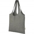 Pheebs 150 g/m² recycled cotton trendy tote bag 7L, Heather black