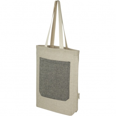 Logotrade promotional giveaway image of: Pheebs 150 g/m² recycled cotton tote bag with front pocket 9L