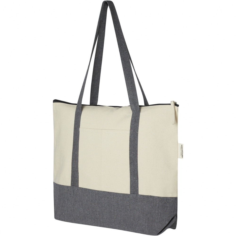 Logo trade corporate gifts image of: Repose 320 g/m² recycled cotton zippered tote bag 10L